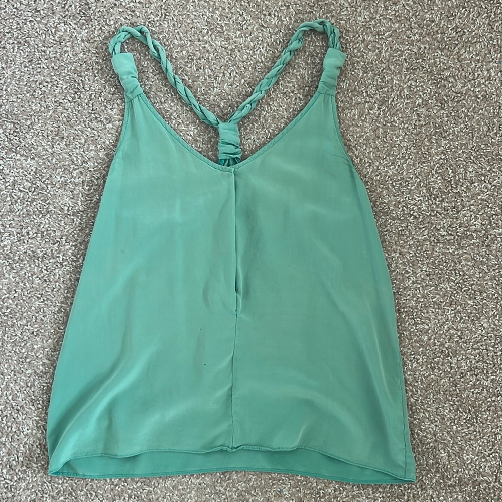 Rory Beca Green silk Sleeveless racerback Tank Top